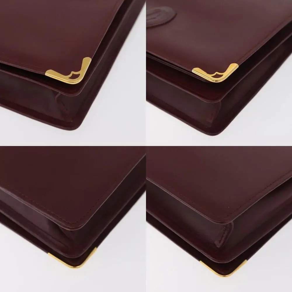 Cartier Leather Must Line Clutch Bag Bordeaux Gold